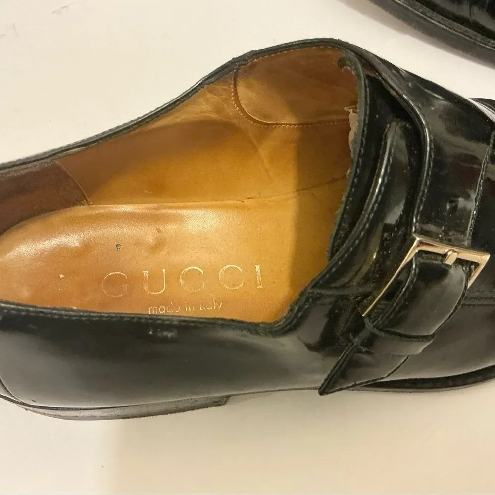 Gucci Black Leather Monk Strap Oxfords size 9 D